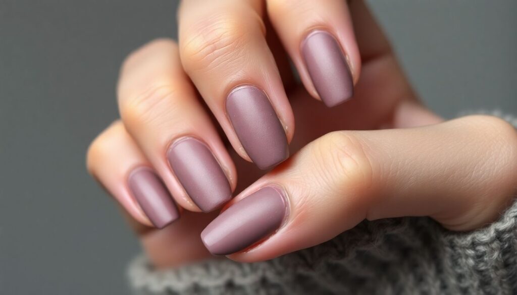 Close-up of nails with grunge, texture, and deep jewel tones.